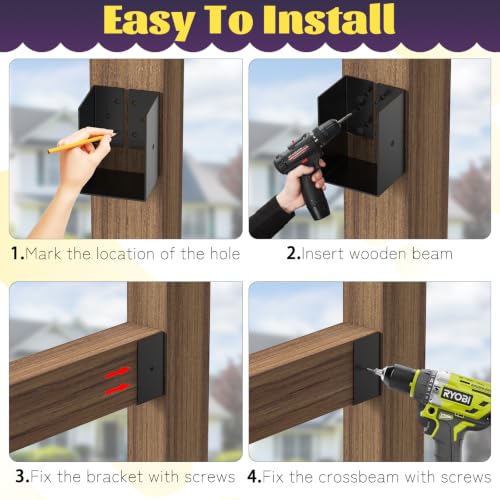 4 Pack 4"x6" Concealed Joist Hanger Bracket for 4"x 6" Beam Swing - size: 4 Pack