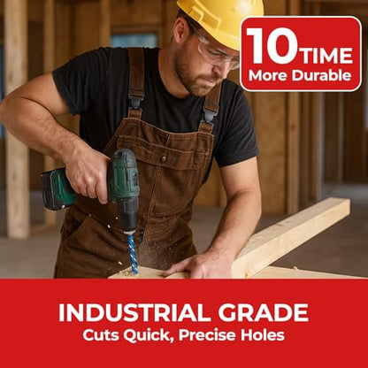 1/4" x 24" Wood Auger Drill Bits, 3-Flute Hex Shank - size: 1/4" x 24"