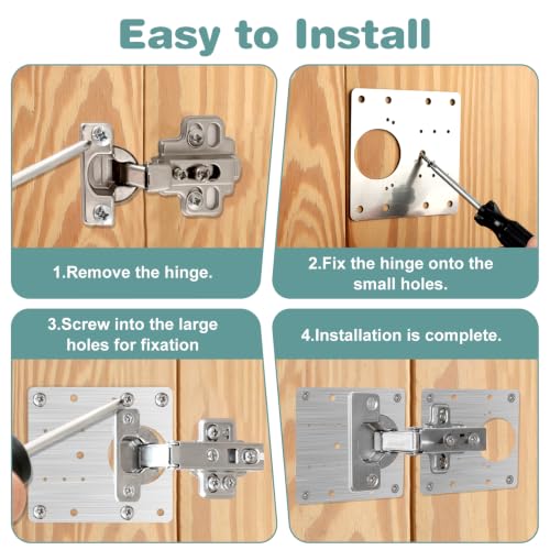 4Pcs Cabinet Door Repair Plate Kit Cabinet Hinge Repair Plate Kit