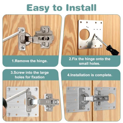 4Pcs Cabinet Door Repair Plate Kit Cabinet Hinge Repair Plate Kit