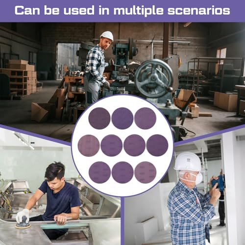 50 Pcs 5 Inch Purple Ceramic Mesh Sanding Discs, Hook and Loop Anti-Clog Net Sandpaper for Random Orbital Sander, Dustless Sanding Pads for Wood, Paint, Metal, Drywall, 80-800 Grit
