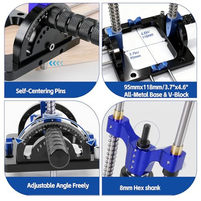 Upgraded Portable Drill Guide with 1/2" Chuck,0°to 90° Multi Angle Drill