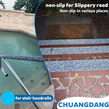 Blue Rubber Anti Slip Tape 8Inchx16.5Feet，Blue Non Slip Tape for Pool,Stair Steps,Bathroom,Trails,tub,Boats,ramp,Stairs Grip Tape,No Skid, High Traction Friction - size: 8Inchx16.5Feet