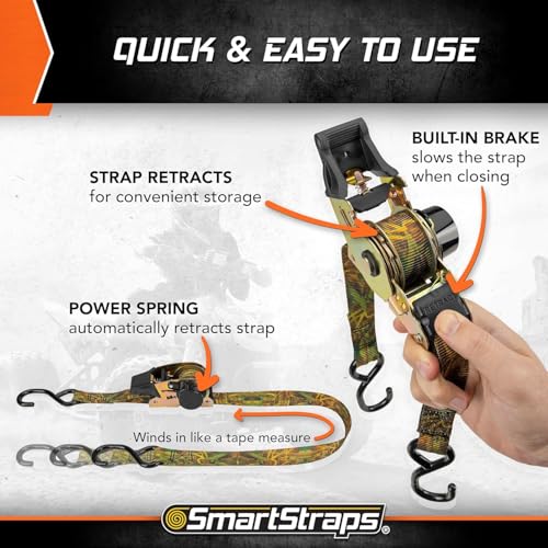 SmartStraps 10 ft Retractable Ratchet Straps, 2 Pack, 3,000 lb, Camo - color: Camo-2 Pack, size: 2 Pack