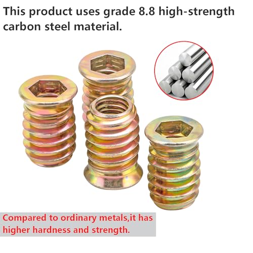 Qrity 20 Pcs Threaded Insert, Hex Drive Threaded Inserts for Wood, Furniture Nuts, Hex Socket Drive M8x13mm, Wood Inserts - size: M8 x 13