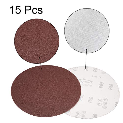 uxcell 15pcs 8" Hook and Loop Sanding Discs 60 Grit Aluminum Oxide - size: 60 Grit