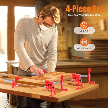4 Pack Pipe Clamps for Woodworking, H-Style 3/4 Pipe Clamp Wood Gluing Clamps w/Foot Pads Wood Panel Clamps Adjustable Pipe Clamp Tool For Woodworking Carpentry Home Improvement DIY Jobs