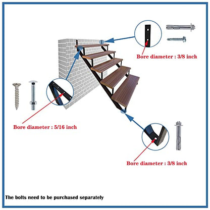 MTB Black Steel Stair Riser with 1/2/3/4/5/6/7 Steps - style: 1 Step 2Pack