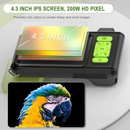 Dual Lens Borescope with Light, 1080P Industrial Endoscope Inspection Camera, 7.9mm IP67 Waterproof, Sewer Camera with 4.3" IPS Screen,8 LED Lights,16.5FT Semi-Rigid Cable.