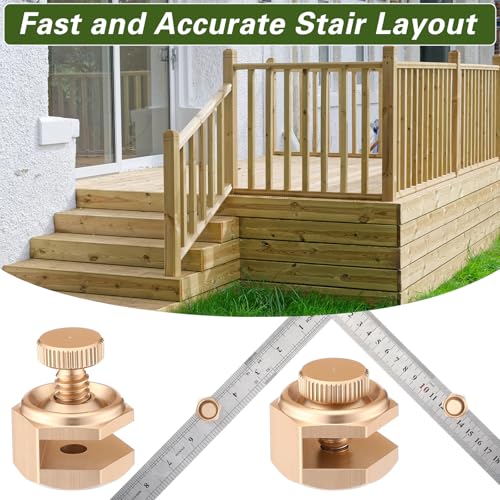 4 Pack Stair Gauge Set, Layout Tool for Framing Square, Gold - color: Gold