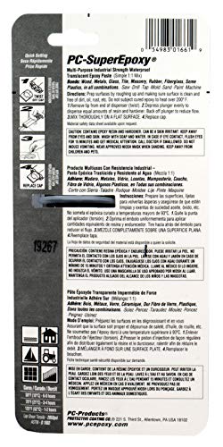 PC Products PC-Super Epoxy Adhesive Paste, Two-Part 1 oz Double Syringe, Translucent 16619