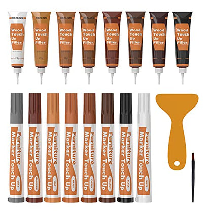 REALINN Wood Furniture Repair Kit 8 Dark Colors, Wood Fillers - color: Dark