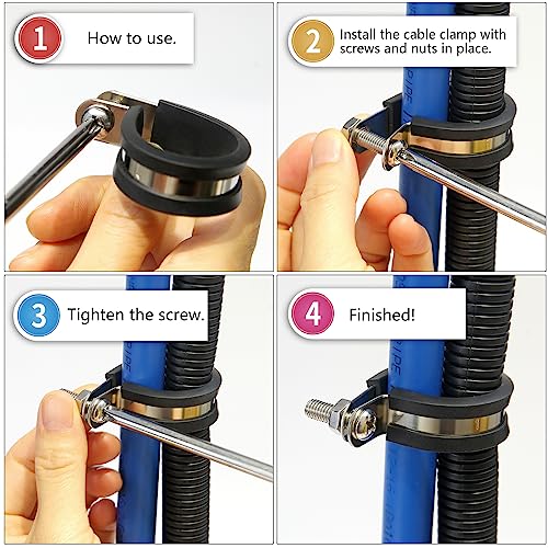 20 PCS 1 Inch Cable Clamps, 304 Stainless Steel Cable Clamps, Insulated Clamp, Hose Clamp, Pipe Clamp, Sturdy Clamp, and Wire Clamp by RTHIEAI - size: 1 Inch, style: 20 pcs