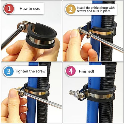 20 PCS 1 Inch Cable Clamps, 304 Stainless Steel Cable Clamps, Insulated Clamp, Hose Clamp, Pipe Clamp, Sturdy Clamp, and Wire Clamp by RTHIEAI - size: 1 Inch, style: 20 pcs