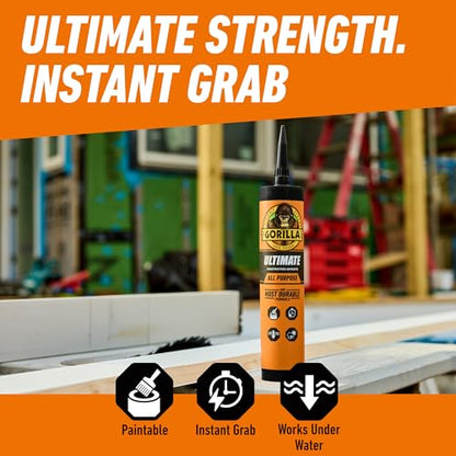 Gorilla Ultimate Construction Adhesive, 9 oz Cartridge, White - size: 1 - Pack
