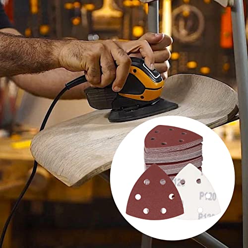 120 Pcs Triangle Sanding Pads, 120 Grits Detail Sander Sandpaper Hook and Loop Sanding Sheet,3.54"(90mm) Triangular Sandpaper for 3.5" Oscillating Multi Tool - size: 120 Grit, style: Hole
