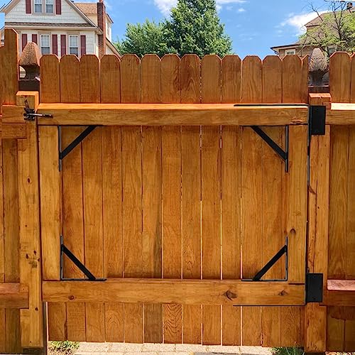 Mofeez Fence Gate Kit Iron Gate Hardware with Gate Latch for Wooden Fences Shed Doors Heavy Duty Anti Sag Gate Corner Brace Bracket - size: Set of 1
