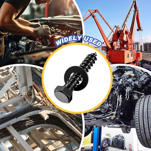 Zonon 50 Pcs 5/16" X 3" Hex Head Lag Bolts Screws with Washers, Black - color: Black, size: 5/16" X 3"