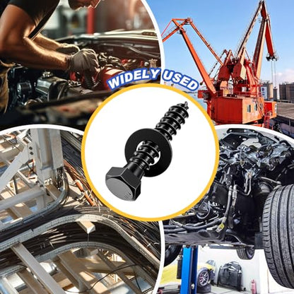 Zonon 50 Pcs 5/16" X 3" Hex Head Lag Bolts Screws with Washers, Black - color: Black, size: 5/16" X 3"