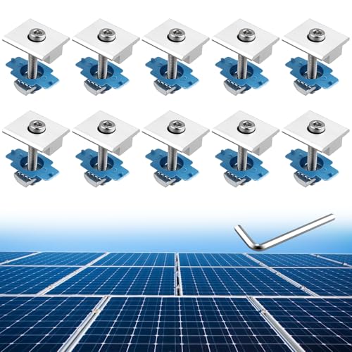 Anbte 10pcs Solar Panels Mid Clamps for Unistrut, 30mm/35mm, Silver - color: Silver, size: 1.18"(30mm) & 1.38"(35mm)