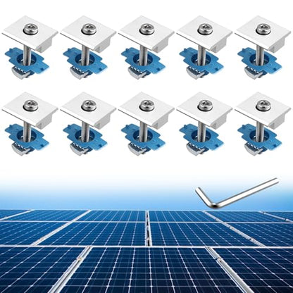 Anbte 10pcs Solar Panels Mid Clamps for Unistrut, 30mm/35mm, Silver - color: Silver, size: 1.18"(30mm) & 1.38"(35mm)