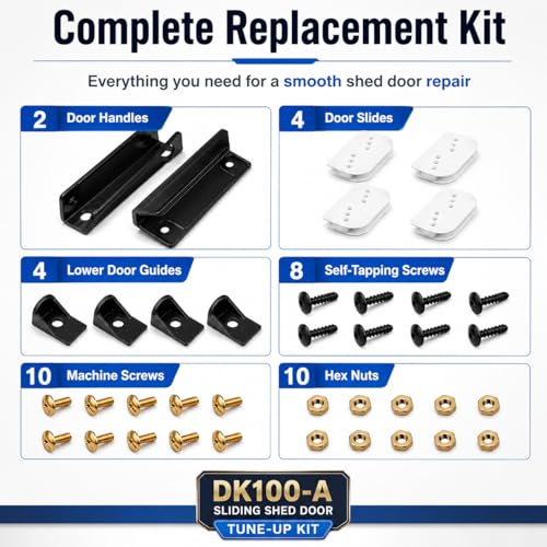 Shed Door Handle & Hardware Kit for Arrow Sheds, DK100-A Slides & Guides - color: Black