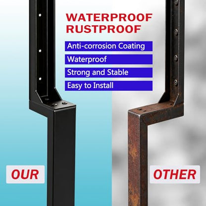 （2026 Upgraded） Heavy Duty Steel Fence Post Repair Bracket, Ground Spike Anchor for Fixing Leaning Broken Wooden Fence Posts, 31.5 Inch Height, Black 4-piece Set (4)