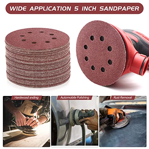 ZEHIQ 5 Inch 40 Grit Sanding Discs, 8 Hole Hook and Loop Sandpaper, 30 PCS