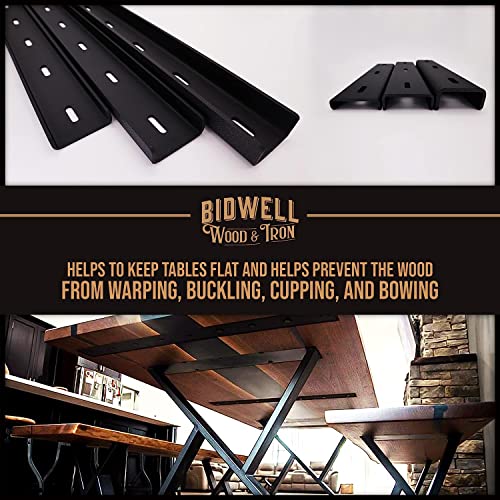 Bidwell Wood & Iron C-Channel Table Brace 2.0 – 30” Hidden Steel Support for Live Edge or Slab Wood Tops – Heavy-Duty 1/2” Leg Steel Tabletop Stabilizer – Single Piece - size: 30