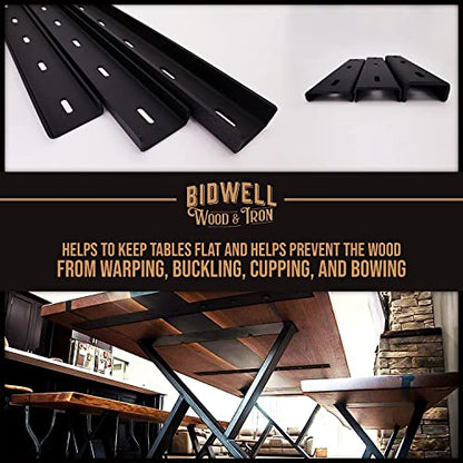 Bidwell Wood & Iron C-Channel Table Brace 2.0 – 30” Hidden Steel Support for Live Edge or Slab Wood Tops – Heavy-Duty 1/2” Leg Steel Tabletop Stabilizer – Single Piece - size: 30