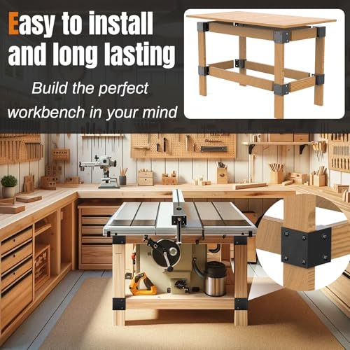Heavy Duty Workbench Bracket Kit, 8 PCS Workbench Corner Brackets