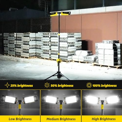 Tresda 12000LM Rechargeable LED Work Light with Telescoping Tripod Stand