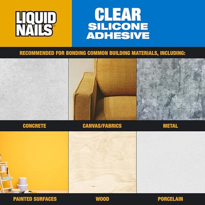 Liquid Nails Clear Small Projects Silicone Adhesive, 2.5 oz - size: 2.5 fl oz, style: Projects