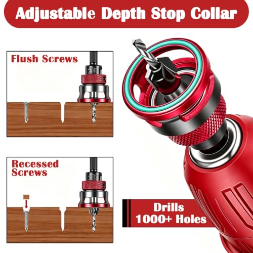 Countersink Drill Bit Set with Adjustable Depth, 4 Sizes for Wood