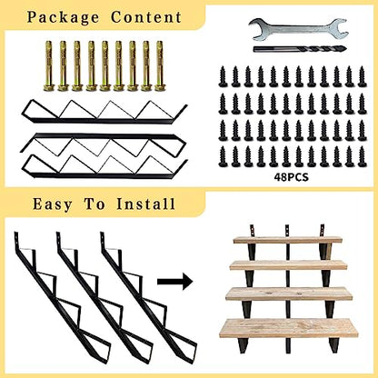 4 Step Metal Stair Step Steel Riser Stringers for 34.7" Height Deck, 3Packs - size: 4 Steps