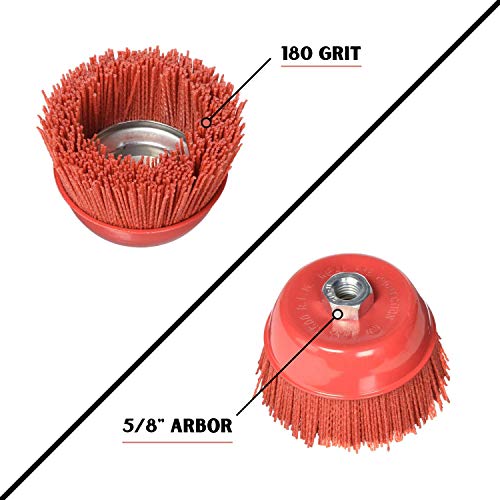 AL's Liner Abrasive 180 Grit Nylon Bristle Cup Brush - 4 Inch - Safe for Use on Metal, Wood, Aluminum and Plastic Surfaces (TOOR4) - size: 4"