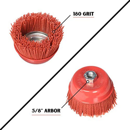 AL's Liner Abrasive 180 Grit Nylon Bristle Cup Brush - 4 Inch - Safe for Use on Metal, Wood, Aluminum and Plastic Surfaces (TOOR4) - size: 4"