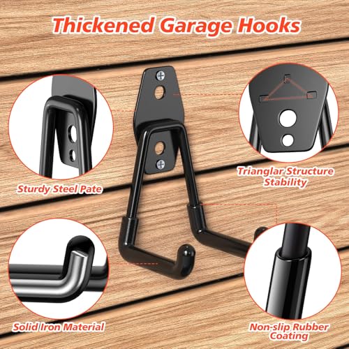40-Pack Garage Hooks for Storage & Hanging Items, Save Space - color: 40 Pack Black