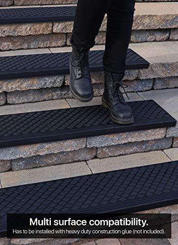 FINEHOUS Rubber Stair Treads Non-Slip Outdoor 42”x10” (5-Pack) – Anti-Slip Step Mat with Nosing - size: 42" X 10"