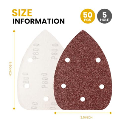 50 PCS Mouse Sander Sandpaper 5 Hole Hook and Loop Detail Sander Sandpaper 40 80 120 180 240 320 400 600 800 Grit Palm Sander Paper - style: 50 PCS 5 Hole 40-800 Grit