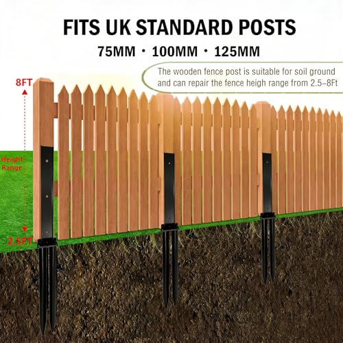 1 Pack Double-Tube Fence Post Anchor, Heavy Duty Ground Spike Repair Kit