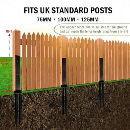1 Pack Double-Tube Fence Post Anchor, Heavy Duty Ground Spike Repair Kit