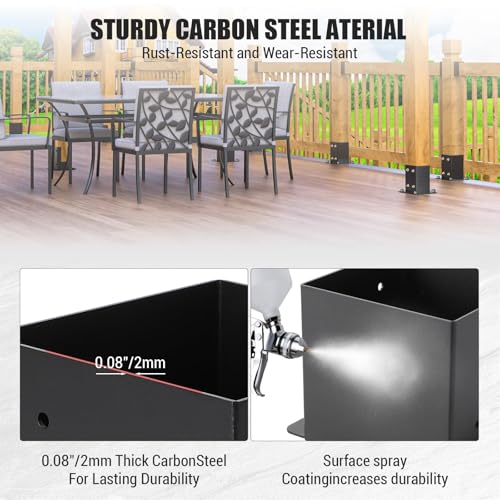 8-Pack 6x6 Post Base Brackets, Metal Anchors with Hardware for Decks - color: Black
