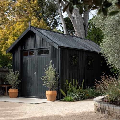 EVOLVE Ranch Guard Black, 5 Gallon, Semi-Gloss Exterior Paint – UV-Resistant Barn & Fence Coating