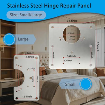8Pcs Cabinet Hinge Repair Plate Kit, Hinge Fixing Brackets with Screws