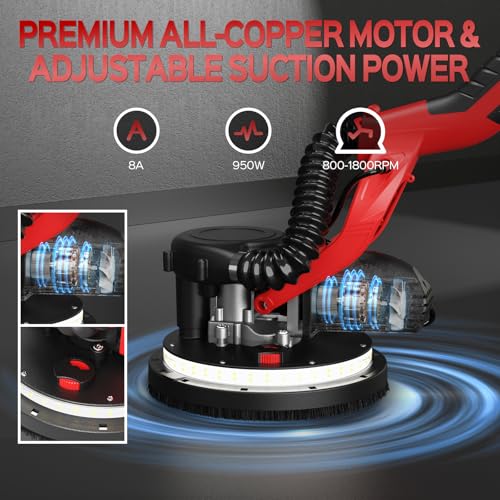 Drywall Sander, 2026 Upgraded 8-Amp Popcorn Ceiling Removal Tool - color: Red & Black