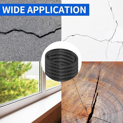 Backer Rod Foam Gap Filler Crack Filler for Concrete Repair Caulk Saver Backing Rod Concrete Expansion Joint Rope Caulk for Sealing Gaps, Expansion Joints, Crack Filling (Black, 1/4 Inch x 100 Feet) - size: 1/4 Inch x 100 Feet