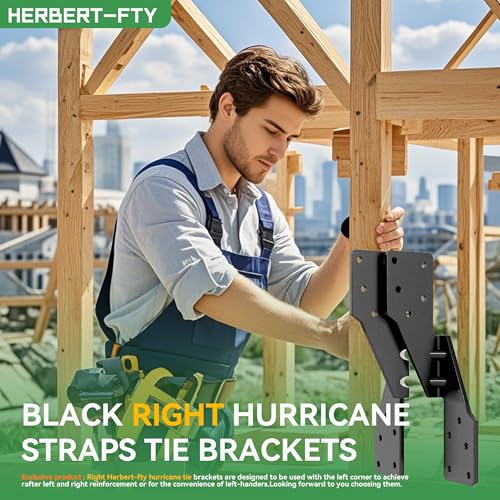 Black Right Hurricane Brackets,Hurricane Ties for Rafters,Hurricane Clips,Hurricane Straps for Shed,Seismic/Truss Brackets,Hurricane Straps for Building,Rafter Hangers(Right 25 pcs) - size: 25 Pcs, style: Black Right Hurricane Ties