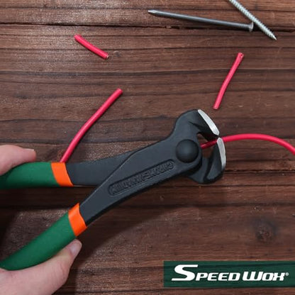 SPEEDWOX 7 Inch End Cutting Pliers, Nail Puller, Wire Cutter, Green & Orange, Limited Warranty - size: 7"
