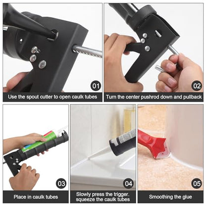 Caulk Gun Kit With Scraper Tools, 10 Oz, For Kitchen Bathroom - size: with Caulk Gun